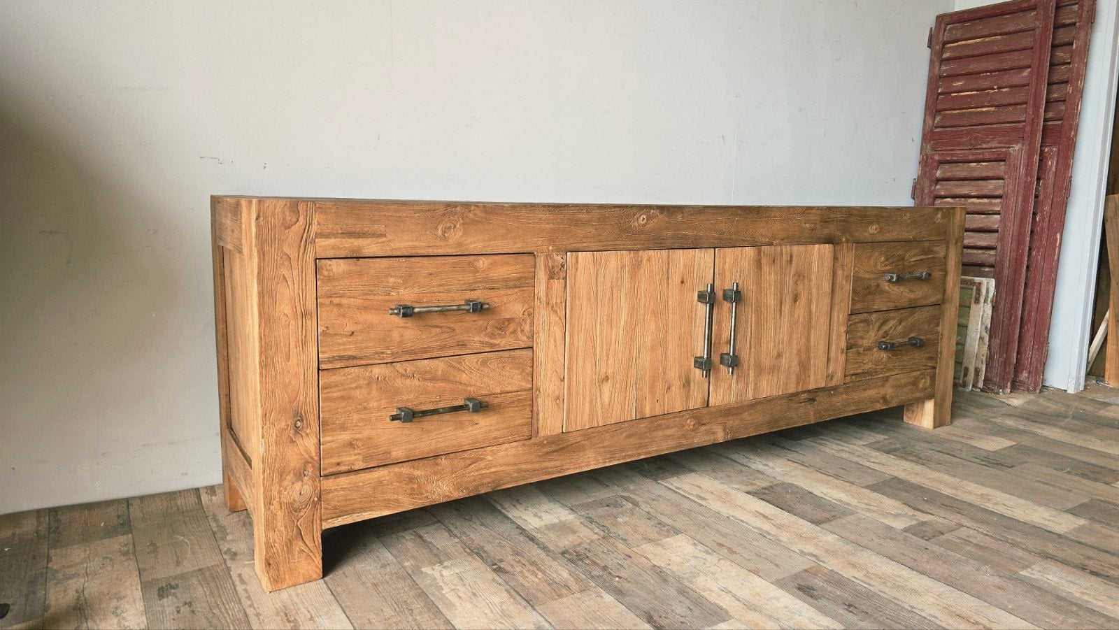 Grote Teak Houten TV kast Nieuw uit voorraad leverbaar!