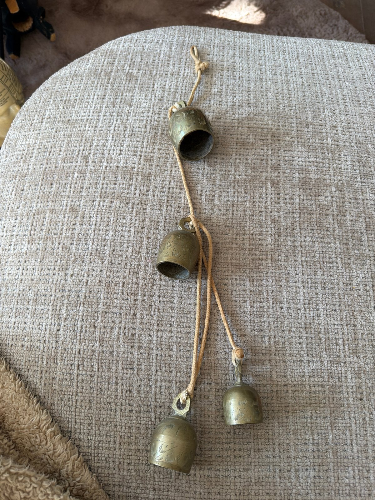 Decoratieve messing bellen aan touw, Ophalen of Verzenden