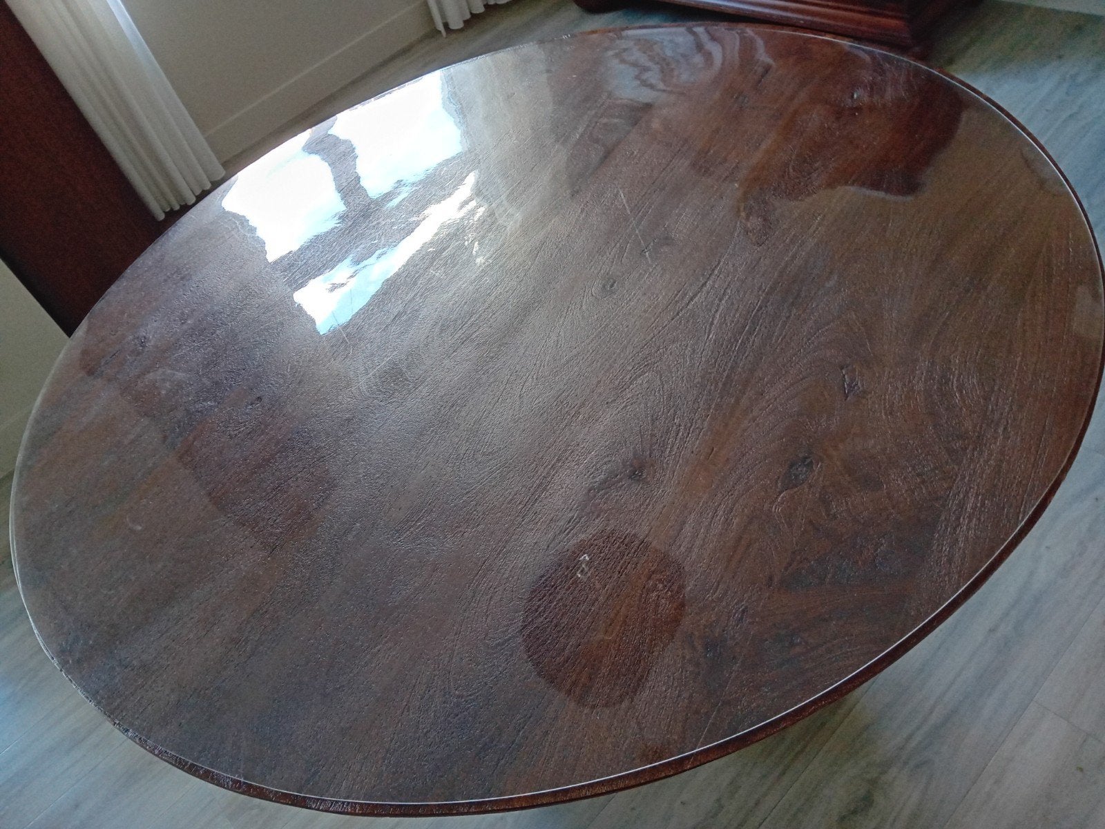 Tafelbladbeschermer - 2 mm - doorsnee 130 cm - transparant -, Huis en Inrichting, Tafels | Salontafels, Gebruikt, Rond, Ophalen of Verzenden