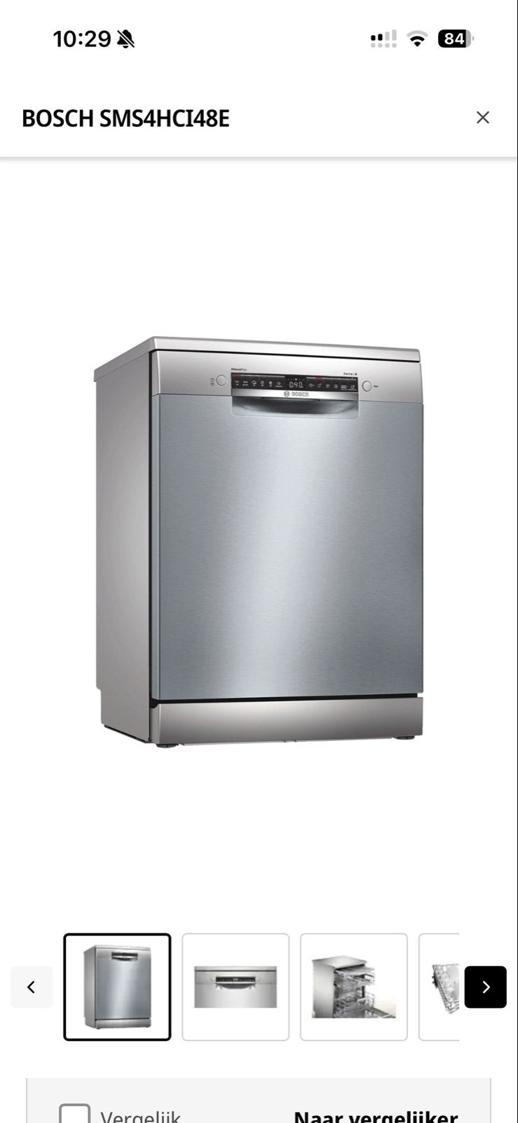 Bosch Serie 4 Vrijstaande Vaatwasser SMS4HCI48E, Ophalen, 60 cm of meer, Eco programma, Minder dan 10 liter