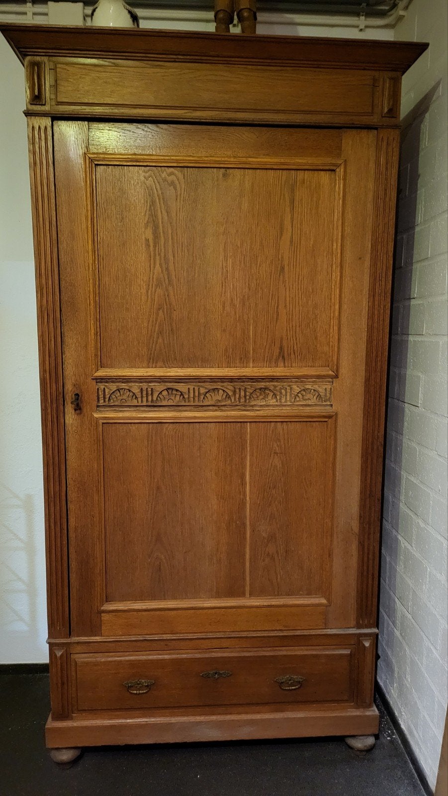 Antieke Eikenhouten Kledingkast met Lade 50*100*214, Ophalen