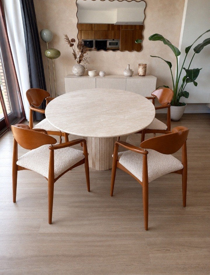Paco Capdell stoelen 6stuks opnieuw gestoffeerd., Ophalen, Bruin, Vintage, Zo goed als nieuw
