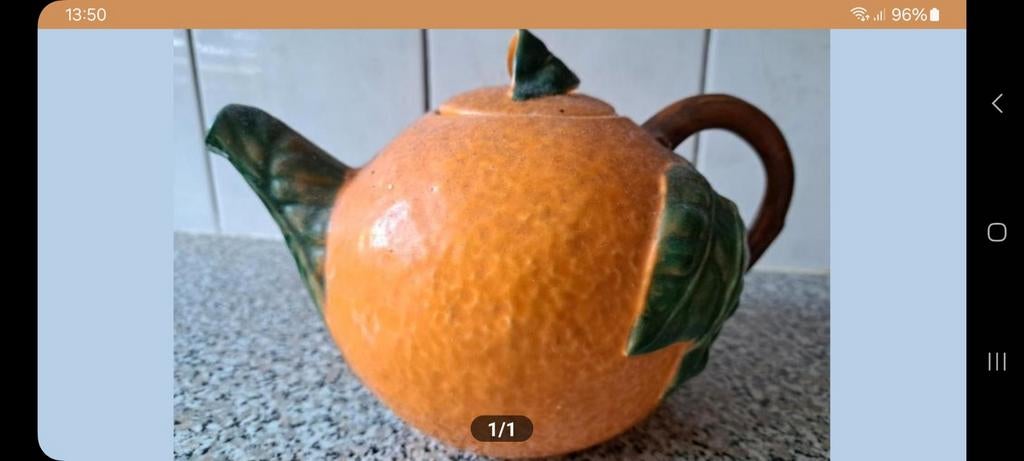 Keramiek sinaasappel theepot, Ophalen of Verzenden