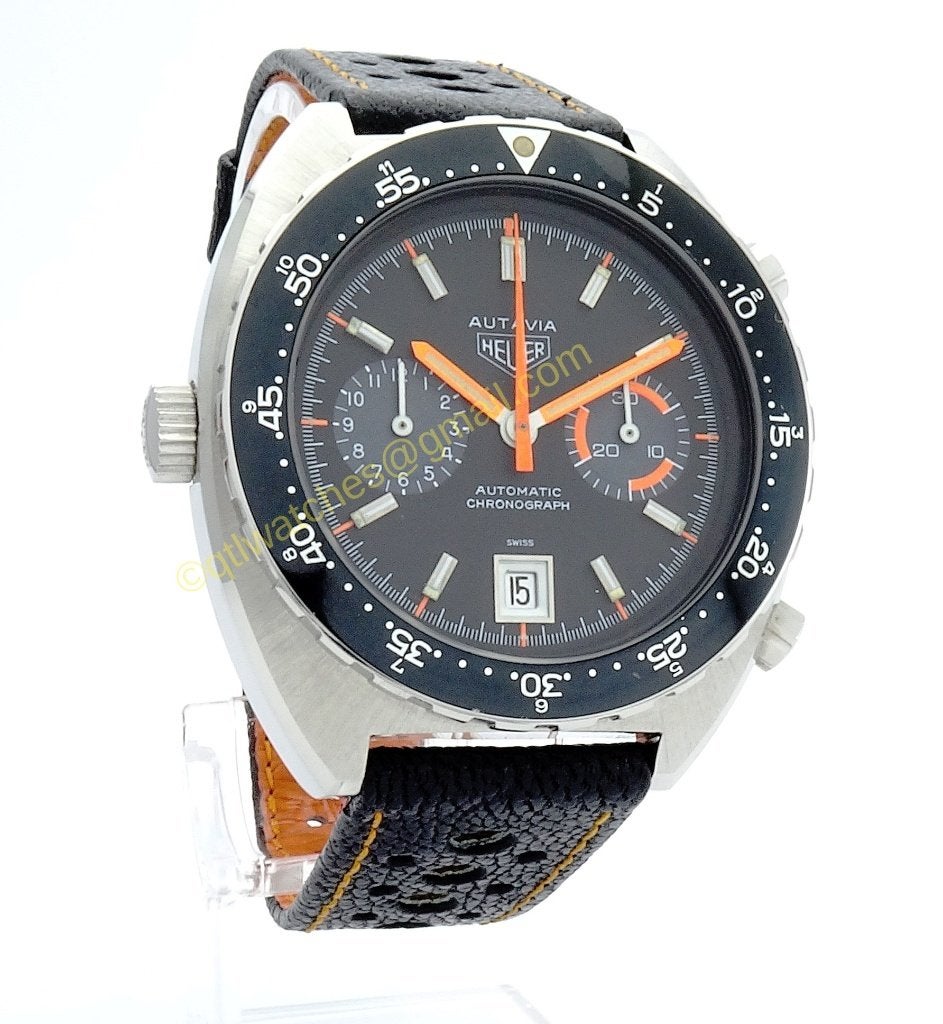 Heuer Autavia   11630 MH 1976  Condition Mint, Ophalen, Leer, Staal, Polshorloge