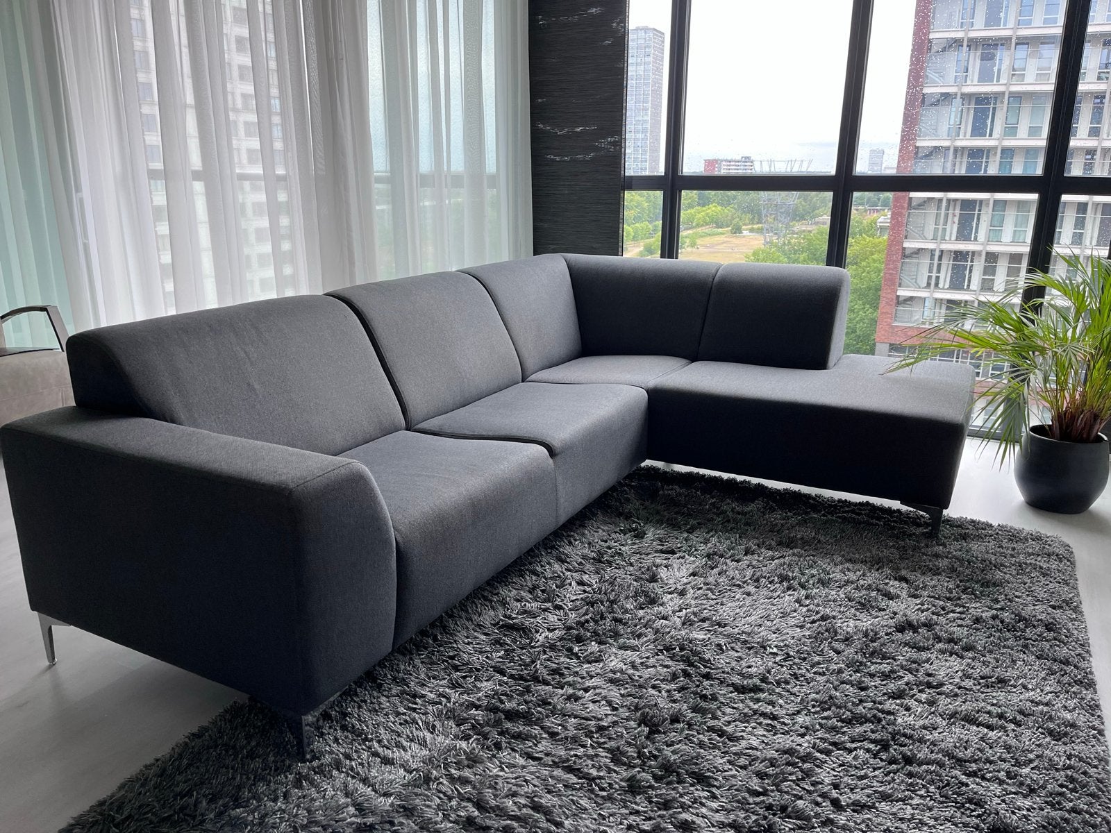 Modern L-Shaped Corner Sofa, Ophalen, 250 tot 300 cm, 100 tot 125 cm, Hoekbank