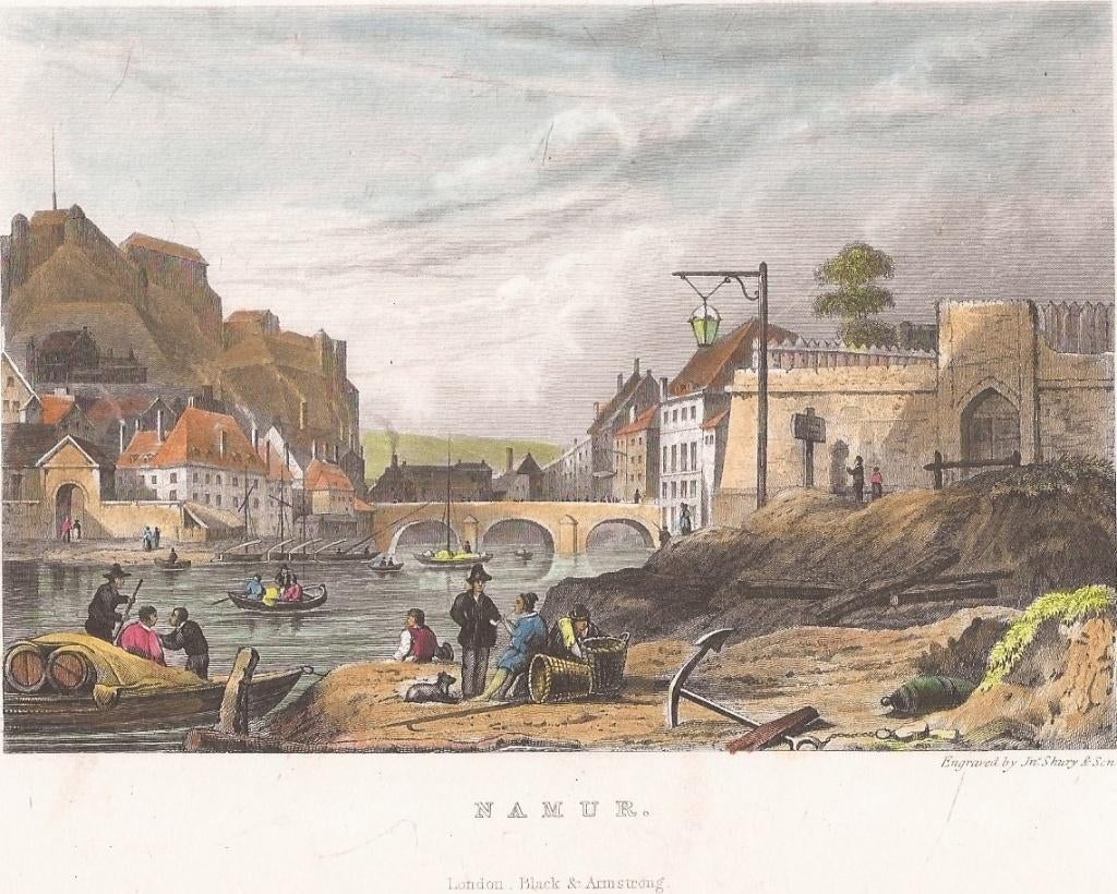 België Namur Gezicht op de Stad Namen Gekleurde Staalgravure, 1800 - 1899, Stadsgezicht, Ophalen of Verzenden, Gravure