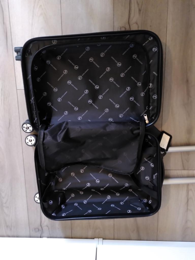 Handbagage trolley met wieltjes en uitschuifbaar handvat, Ophalen, 40 tot 60 cm, Zwart, Minder dan 35 cm