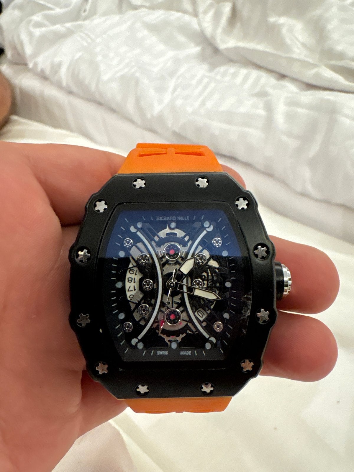 Richard Mille RM 010 replica horloge - Oranje bandje, Sieraden, Tassen en Uiterlijk, Horloges | Heren, Overige merken, Kunststof