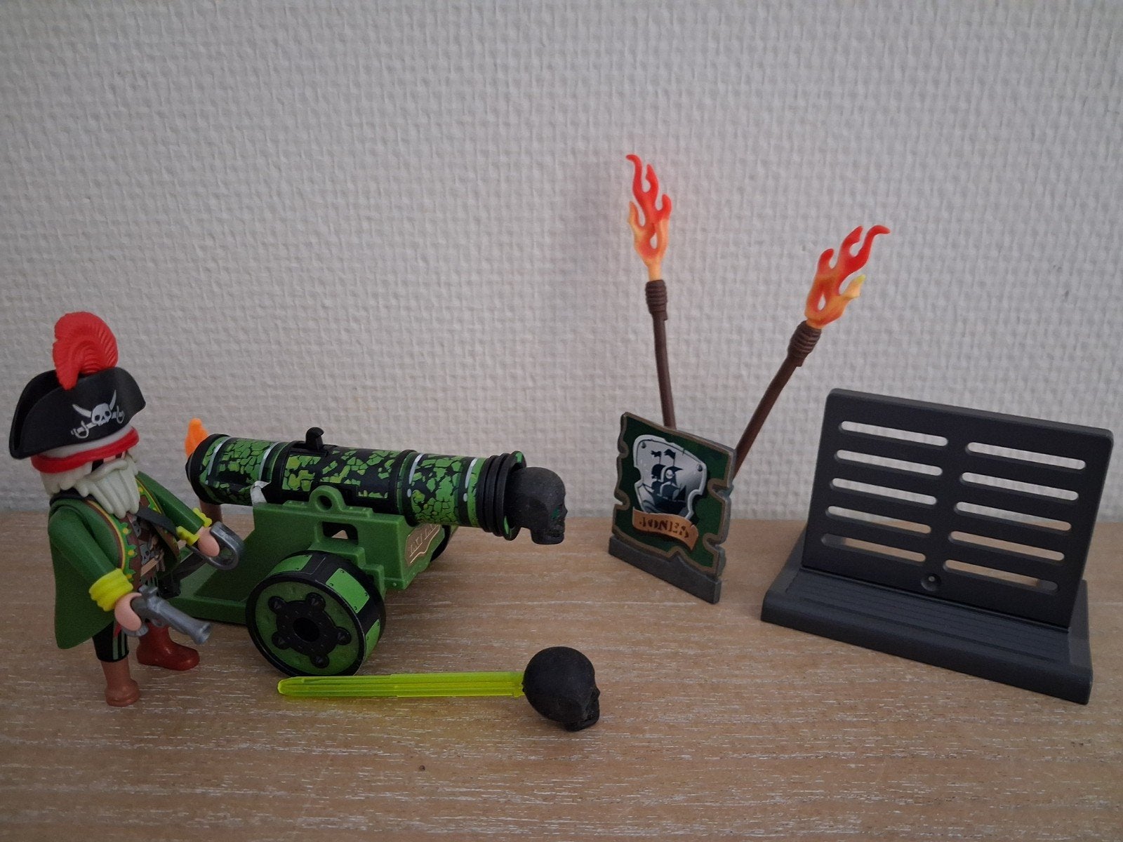 Playmobil piratenkapitein met groen kanon setnr 6162, Pirates, Complete set, Overige typen, Ophalen of Verzenden