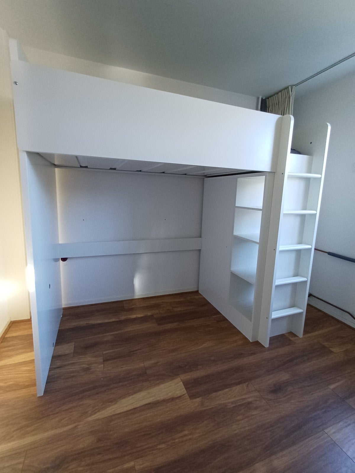 Witte hoogslaper met opbergruimte ikea, Ophalen, Eenpersoons, Zo goed als nieuw, 200 cm