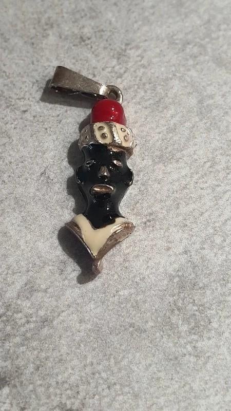 Vintage Moorse kop hanger – Siciliaanse stijl, Ophalen of Verzenden, Zilver, Overige materialen