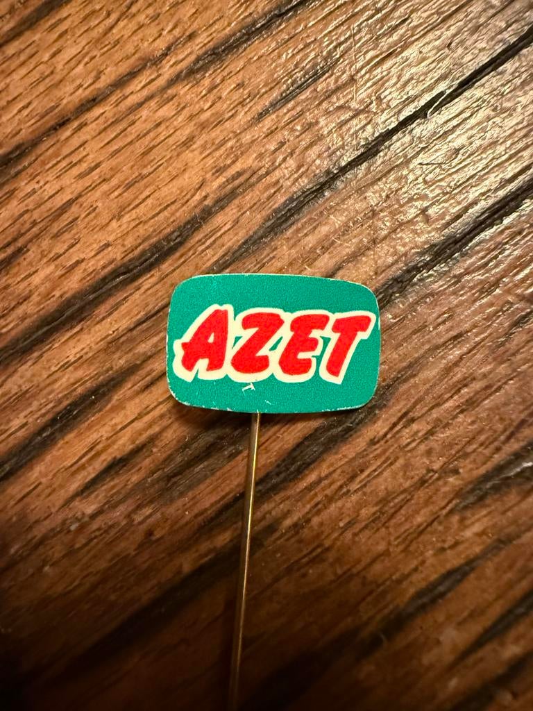 Vintage AZET Reclame Speldje / Pin, Ophalen of Verzenden, Gebruikt