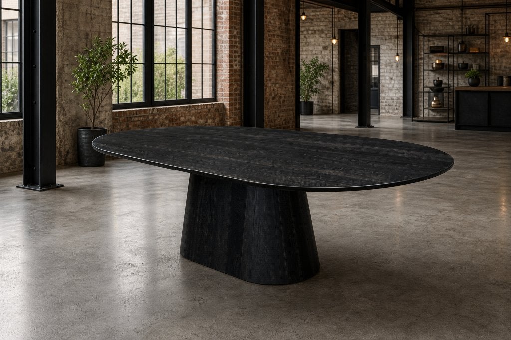 Zuiltafel 260x110cm black mango, Ophalen, 100 tot 150 cm, Vijf personen of meer, Ovaal