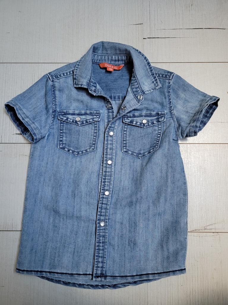 Stoer mouwloos overhemd mt 122/128 (Tygo & Vito/ NIEUW), Ophalen, Overhemd of Blouse, Jongen, Nieuw