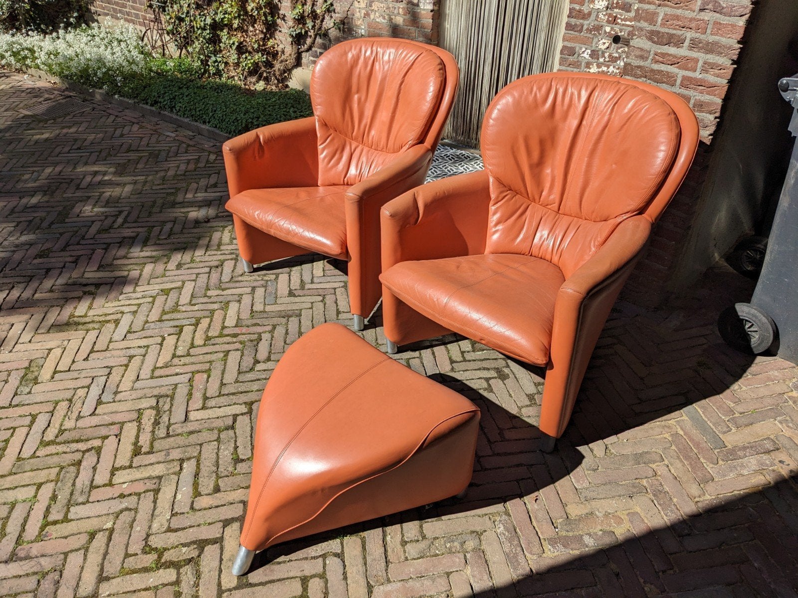 Leolux Excalibur set met voetenbank, Ophalen, Gebruikt, Minder dan 150 cm, Leer