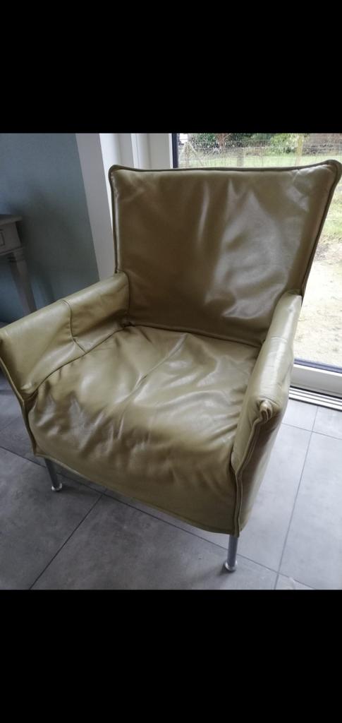 Gratis! Lederen L' Ancona fauteuil, Huis en Inrichting, Fauteuils, Ophalen, Gebruikt, Minder dan 75 cm, Leer