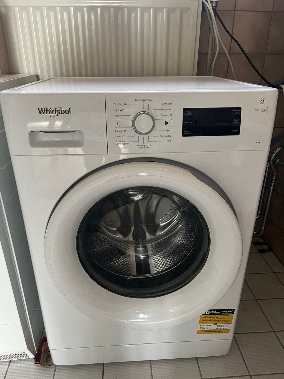 Wasmachine Whirlpool, Witgoed en Apparatuur, Ophalen, Zo goed als nieuw, 85 tot 90 cm, 1200 tot 1600 toeren