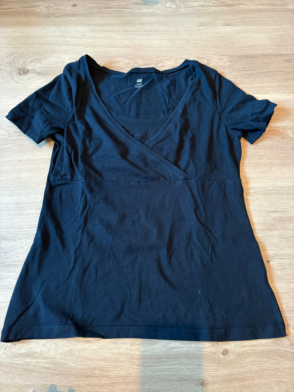 H&M Mama Zwangerschaps- en Voedingst-shirt zwart M, Maat 38/40 (M), Blauw, Gedragen, Shirt of Top