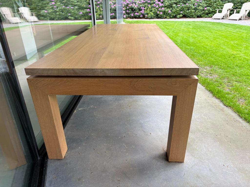 Houten eiken eettafel, Ophalen, Moderne strakke blank houten eettafel, 100 tot 150 cm, Eikenhout