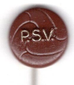 PSV P.S.V. bruin plastic voetbal club speldje ( Y_071 ), Verzenden, Zo goed als nieuw, Sport, Speldje of Pin