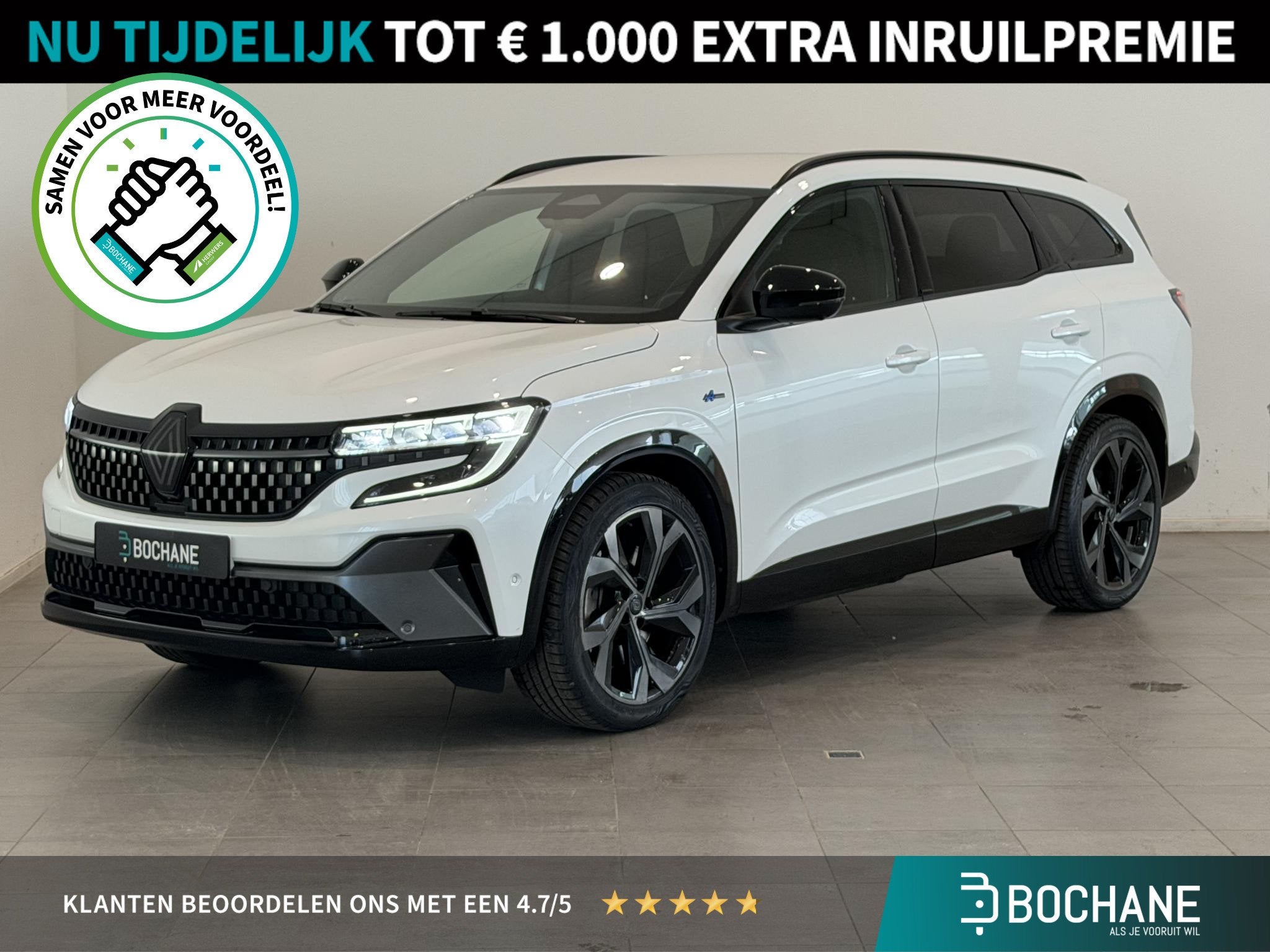 Renault Espace E-Tech full hybrid 200 esprit Alpine 7p. | Tr, Auto's, Gebruikt, 1199 cc, 7 stoelen, Wit