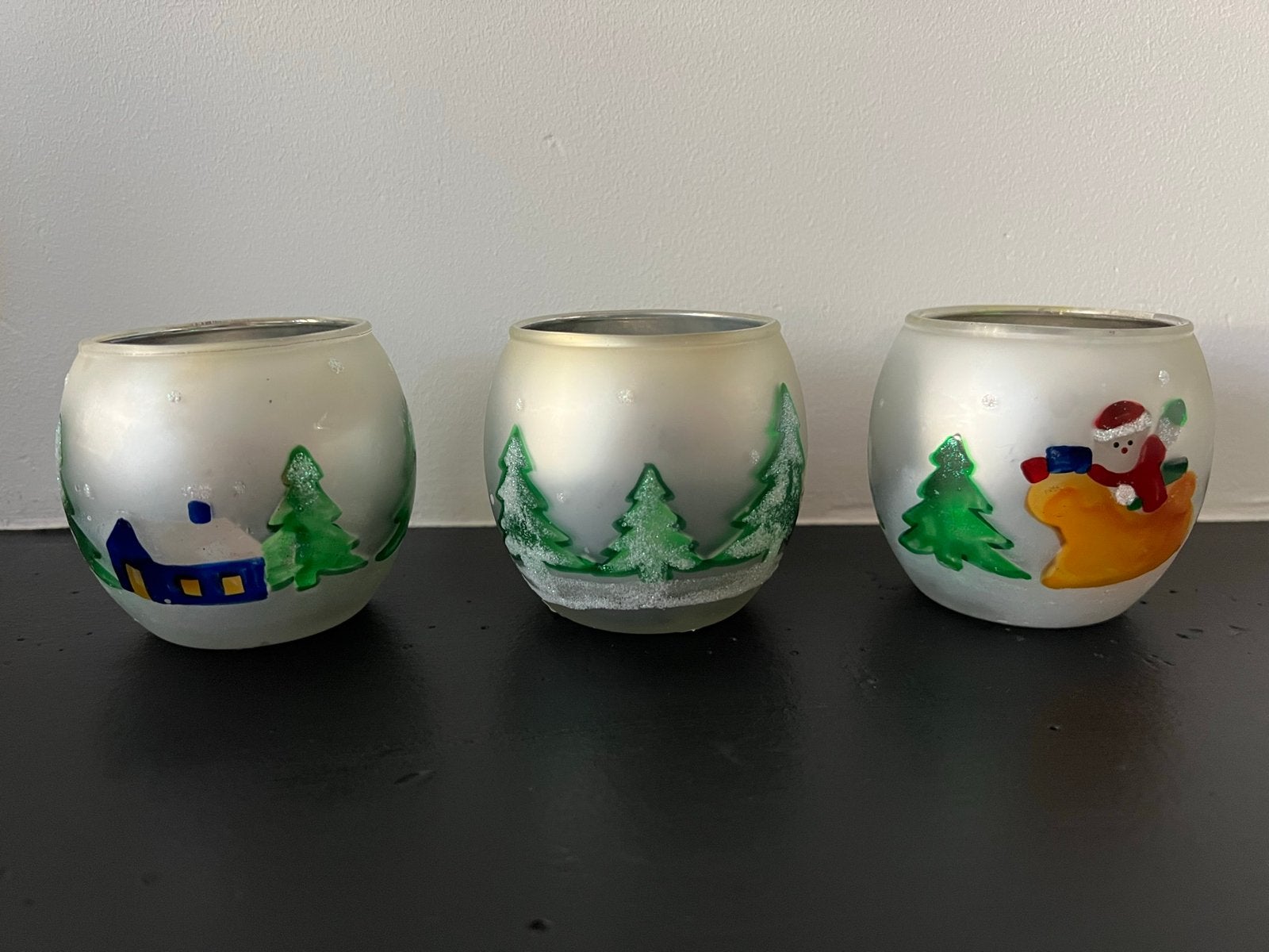 Kerst waxinelichthouders 3 stuks, Ophalen of Verzenden, Gebruikt