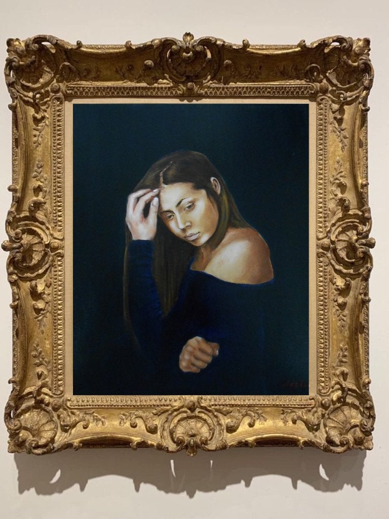 "Mijn lieve Lisa" Schilderij, Verzenden, Olieverf, Handgeschilderd, Portret