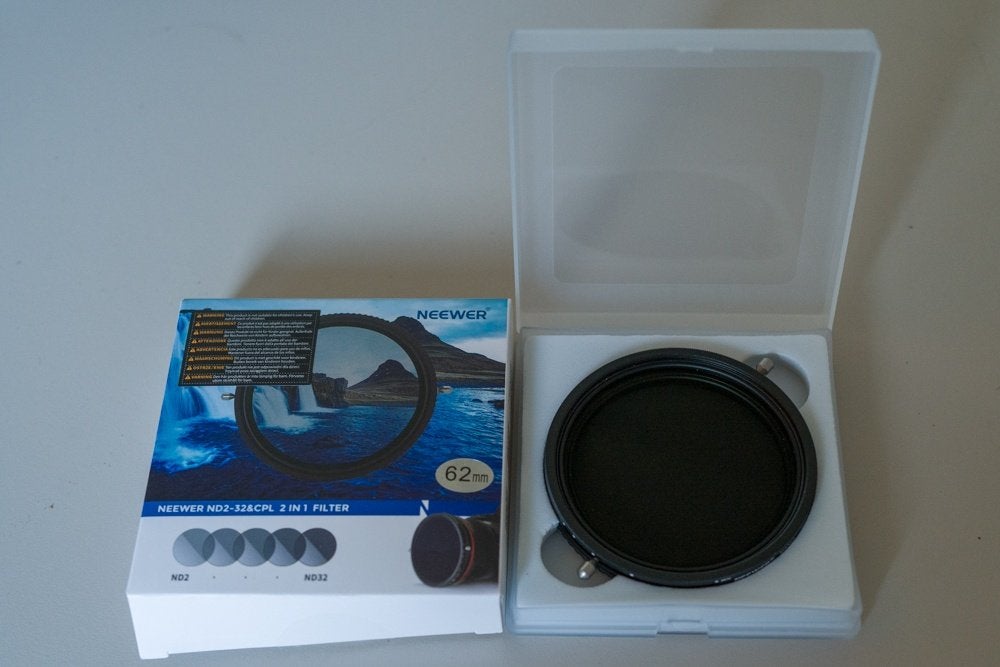 Neewer ND2-32 filter met C Polariser. 62mm Nieuw, Nieuw, Inclusief opbergcase, 50 tot 60 mm, ND-filter