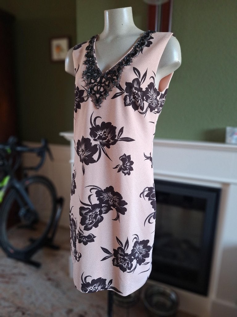 K-Design K design gevoerde roze bruine jurk M, Maat 38/40 (M), K-design, Verzenden, Zo goed als nieuw