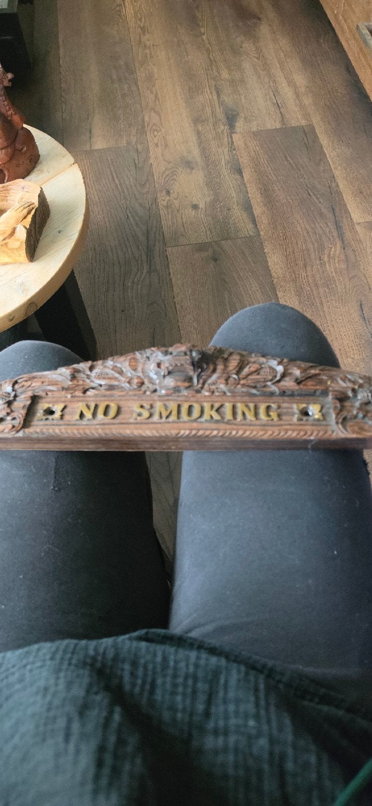 Decoratief 'No Smoking' bord van hout, Antiek en Kunst, Ophalen of Verzenden