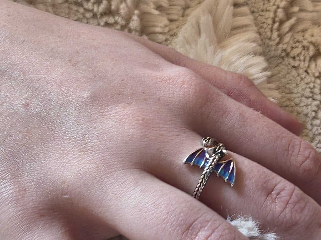 Ring zilver draakje, Sieraden, Tassen en Uiterlijk, Ringen, 18 tot 19, Nieuw, Ophalen of Verzenden, Dame
