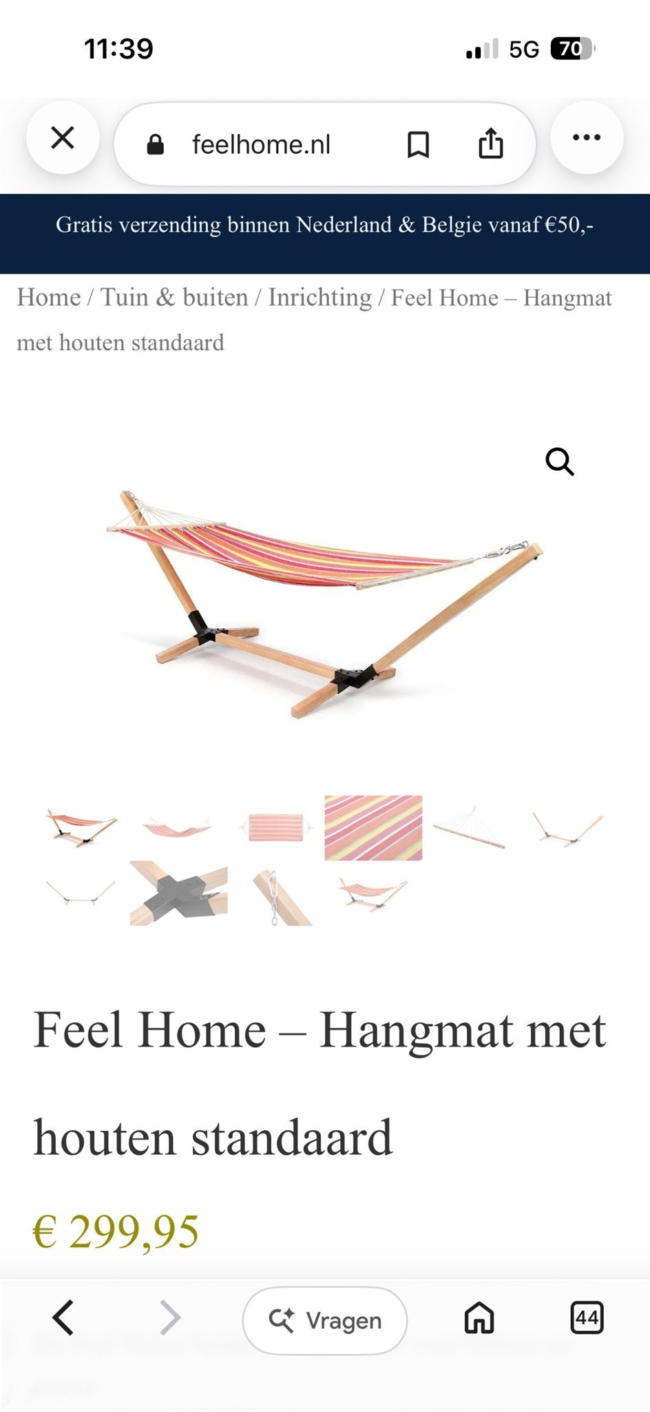 Nieuw! 4 Feel Home Hangmatten met houten standaard, Tuin en Terras, Ophalen, Binnen, Nieuw, Met standaard