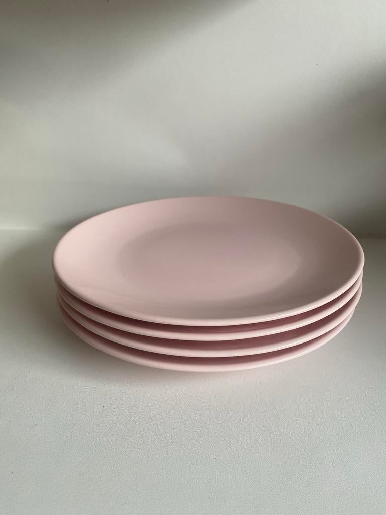 4 Roze borden van Xenos. Doorsnede 26 cm., Ophalen of Verzenden, Gebruikt, Aardewerk, Bord(en)