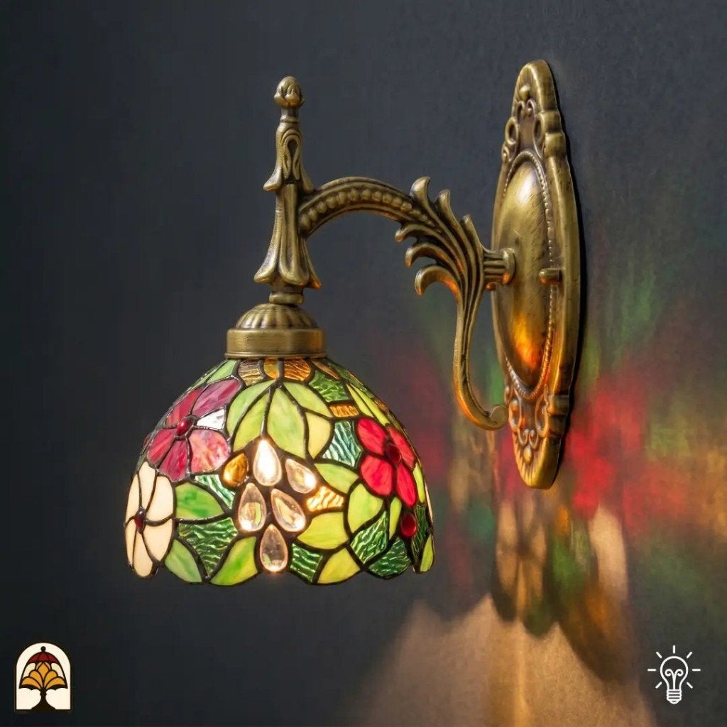 Tiffany wandlamp Floral Garden 20 cm - handgemaakt, nieuw, Ophalen of Verzenden, Nieuw