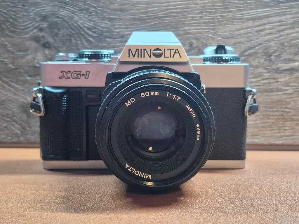 Minolta XG-1 + MD 50mm f1.7, Ophalen of Verzenden, Gebruikt, Spiegelreflex, Minolta