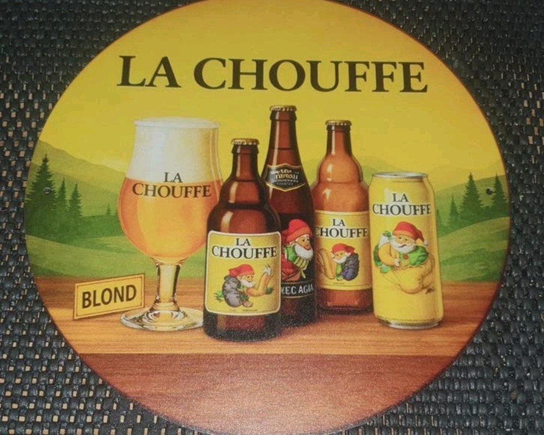 La chouffe wandbord voor in de man cave-bar-kroeg-garage., Ophalen of Verzenden, Nieuw, Reclamebord, Plaat of Schild, Overige merken