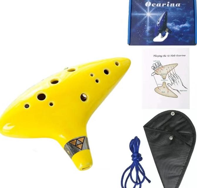 Ocarina keramisch Alto C 12 tonen met halskoord en tas, Muziek en Instrumenten, Blaasinstrumenten | Mondharmonica's, Ophalen of Verzenden