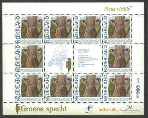 Vogels in Nederland Vel Groene Specht, Ophalen of Verzenden, Postfris