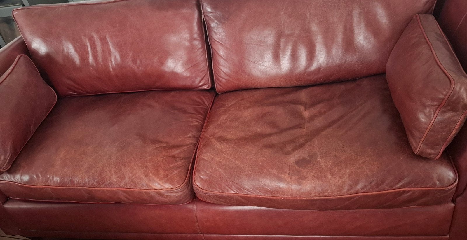 Chesterfield leren bank, Ophalen, Gebruikt, Robuuste leren Chesterfield, Driepersoons