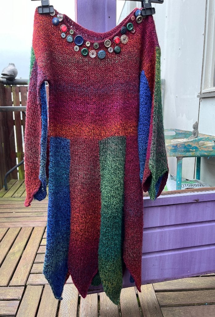 Handmade (door mezelf) gebreide trui/jurk maat 30 nu 89,99€, Overige kleuren, Ophalen of Verzenden, Zo goed als nieuw, Maat 34 (XS) of kleiner