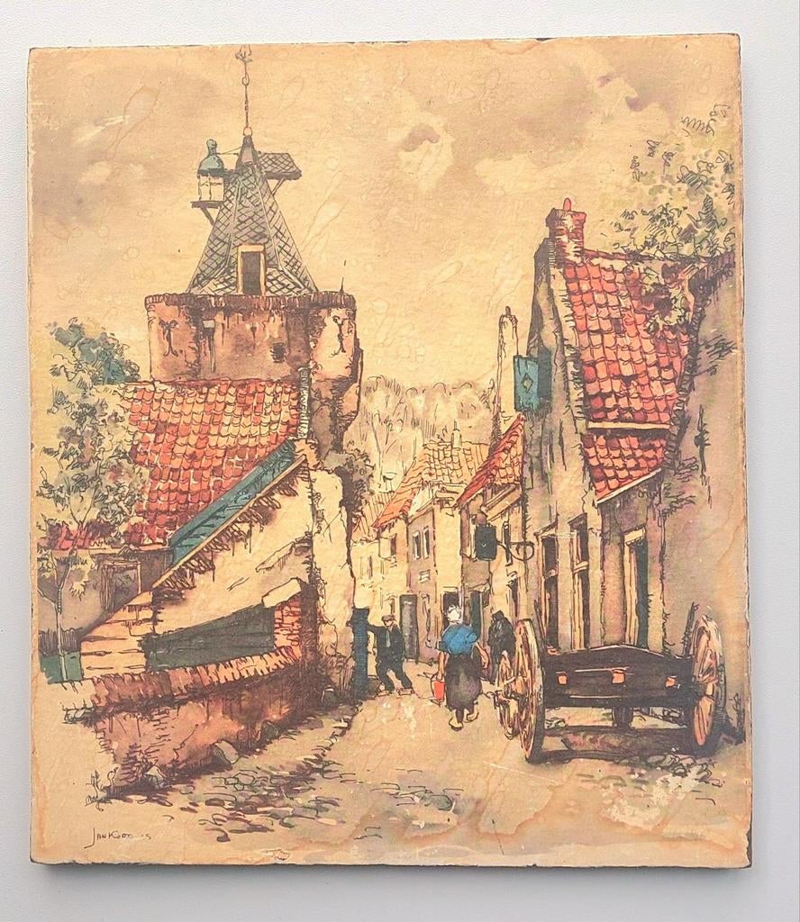 Jan Korthals  ... Vischpoort Elburg ..., Antiek en Kunst, Ophalen of Verzenden
