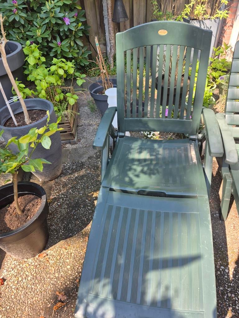 Verstelbare groene ligstoel voor buiten Hartman, Tuin en Terras, Ophalen, Gebruikt, Kunststof, Verstelbaar