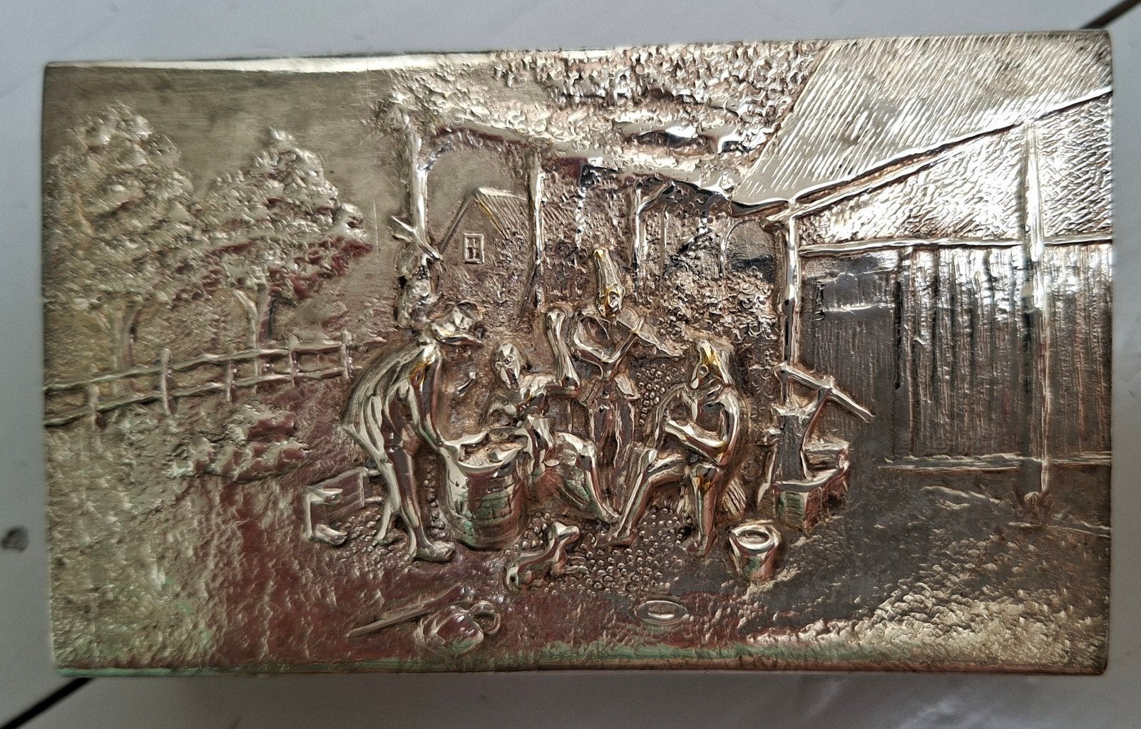 Verzilverde luciferdoos houder, Ophalen of Verzenden, Zilver