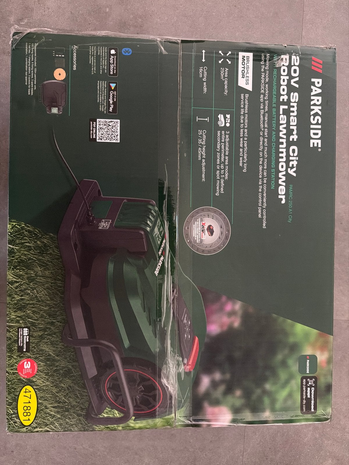 Parkside 20V Smart City Robot Grasmaaier RMOC 20 A1, Tuin en Terras, Ophalen, Cirkelmaaier, Minder dan 30 cm, Accu-grasmaaier