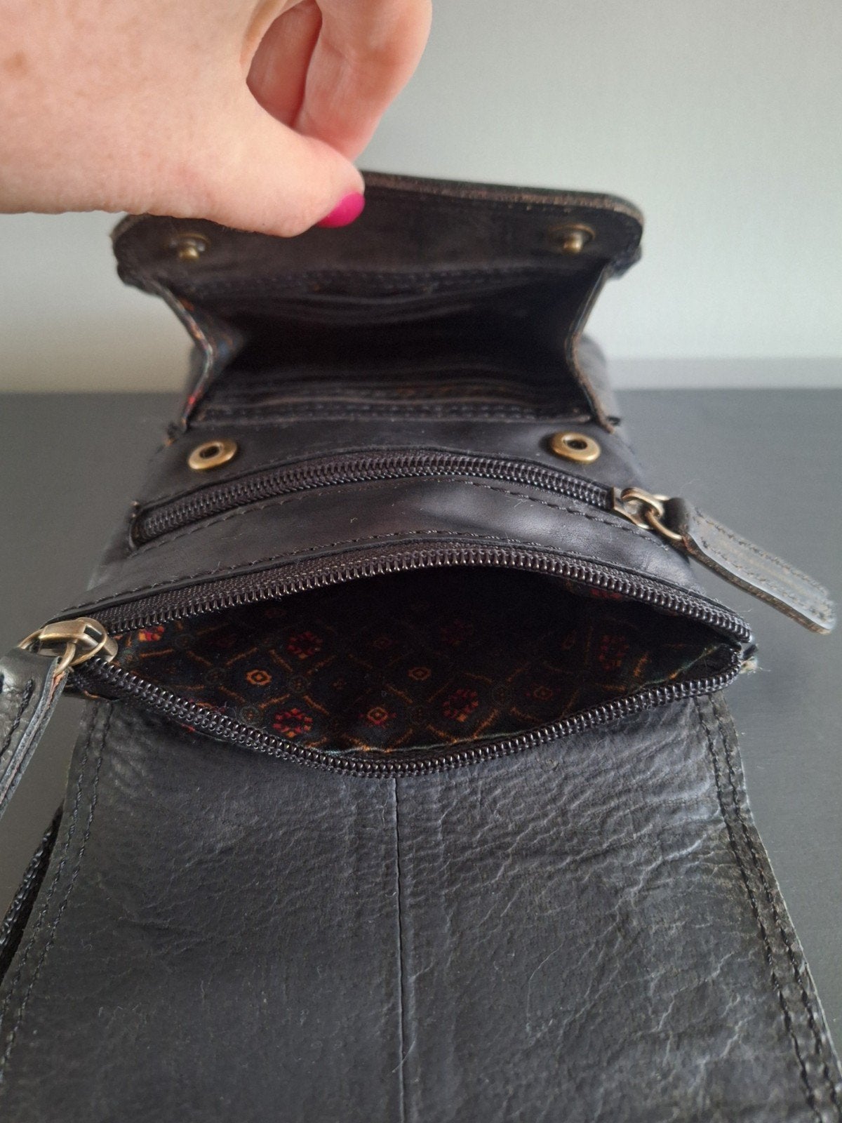 Zwart leren mini crossbody compacte uniseks verstelbare tas, Overige merken, Zwart, Ophalen of Verzenden, Zo goed als nieuw
