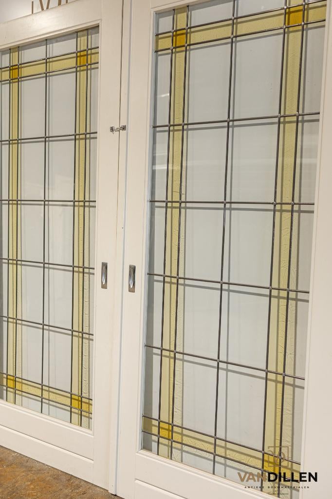 Glas in lood ensuite schuifdeuren GROOT - uniek glas in lood, 120 cm of meer, Binnendeur, Ophalen of Verzenden, Zo goed als nieuw