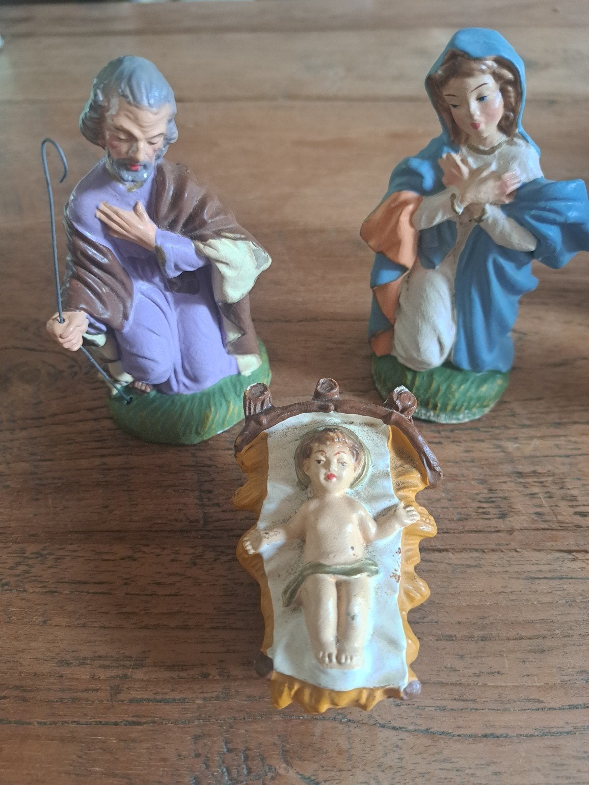 Vintage Kerststal Beeldjes Set - Compleet met Doos, Ophalen of Verzenden, Gebruikt, Beeld(je)