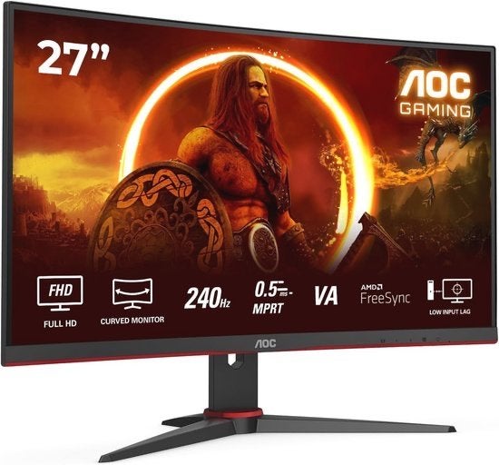 AOC C27G2ZE 27" Curved Gaming Monitor - 240Hz, 0.5ms