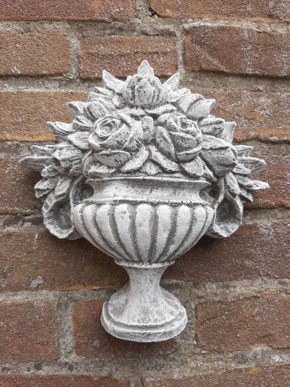Tuinpaal rozen wanddecoratie betonnen beeld tuinbeeld beton, Ophalen of Verzenden, Nieuw