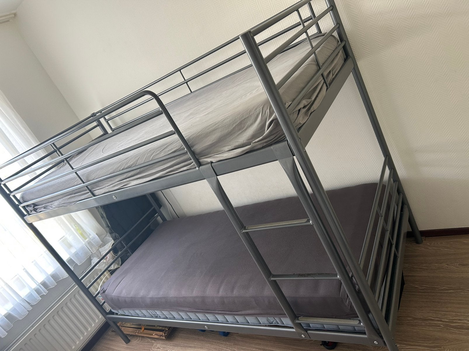 IJzeren stapelbed, Ophalen, 90 cm, Tweepersoons, Zo goed als nieuw